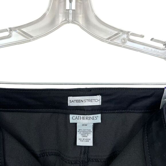 Catherines Womens Pants Sateen Stretch Straight Leg 5‎ Pocket Zip Black Sz 26W - Picture 4 of 7